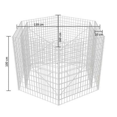 Dealsmate  Hexagonal Gabion Raised Bed 160x140x100 cm