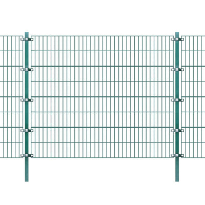 Dealsmate  Fence Panel with Posts Powder-coated Iron 6x1.6 m Green