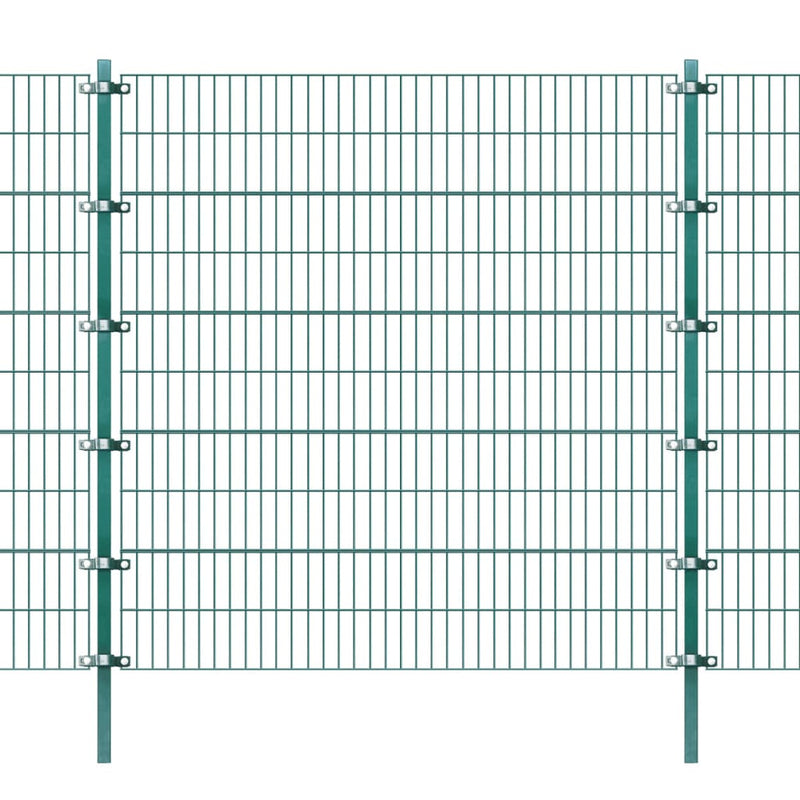 Dealsmate  Fence Panel with Posts Powder-coated Iron 6x2 m Green