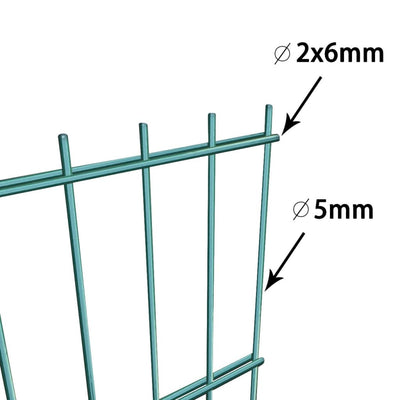 Dealsmate  Fence Panel with Posts Powder-coated Iron 6x2 m Green