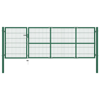 Dealsmate  Garden Fence Gate with Posts 350x100 cm Steel Green