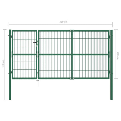 Dealsmate  Garden Fence Gate with Posts 350x140 cm Steel Green