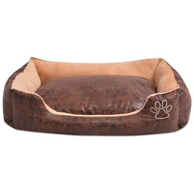 Dealsmate  Dog Bed with Cushion PU Artificial Leather Size XXL Brown