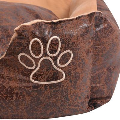 Dealsmate  Dog Bed with Cushion PU Artificial Leather Size XXL Brown