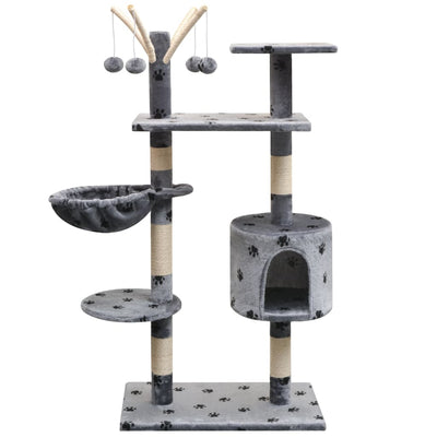 Dealsmate  Cat Tree with Sisal Scratching Posts 125 cm Paw Prints Grey