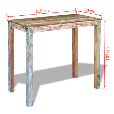 Dealsmate  Bar Table Solid Reclaimed Wood 115x60x107 cm