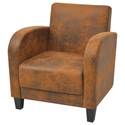 Dealsmate  Armchair Brown Faux Suede Leather