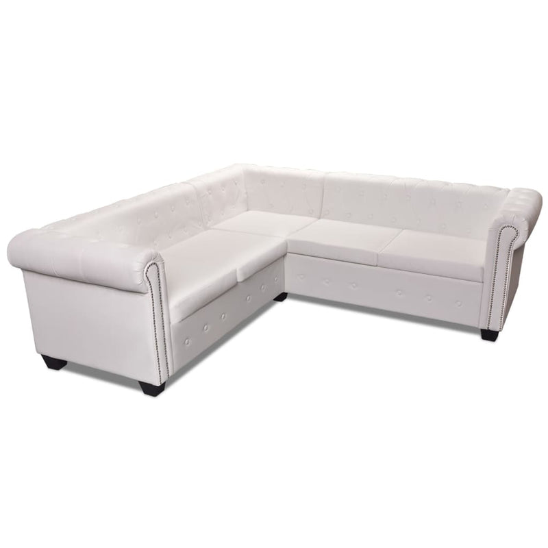 Dealsmate  Chesterfield Corner Sofa 5-Seater Artificial Leather White