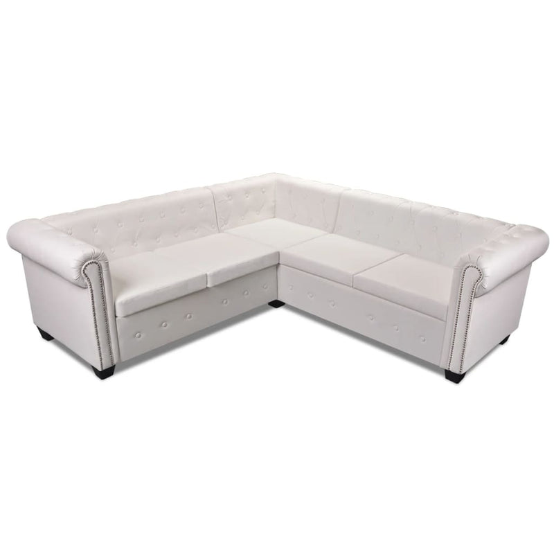 Dealsmate  Chesterfield Corner Sofa 5-Seater Artificial Leather White