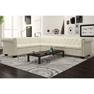 Dealsmate  Chesterfield Corner Sofa 6-Seater Artificial Leather White