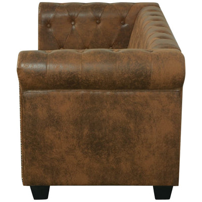 Dealsmate  Chesterfield Sofa 2-Seater Artificial Leather Brown