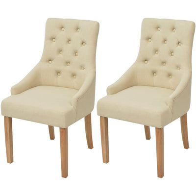 Dealsmate  Dining Chairs 2 pcs Cream Fabric