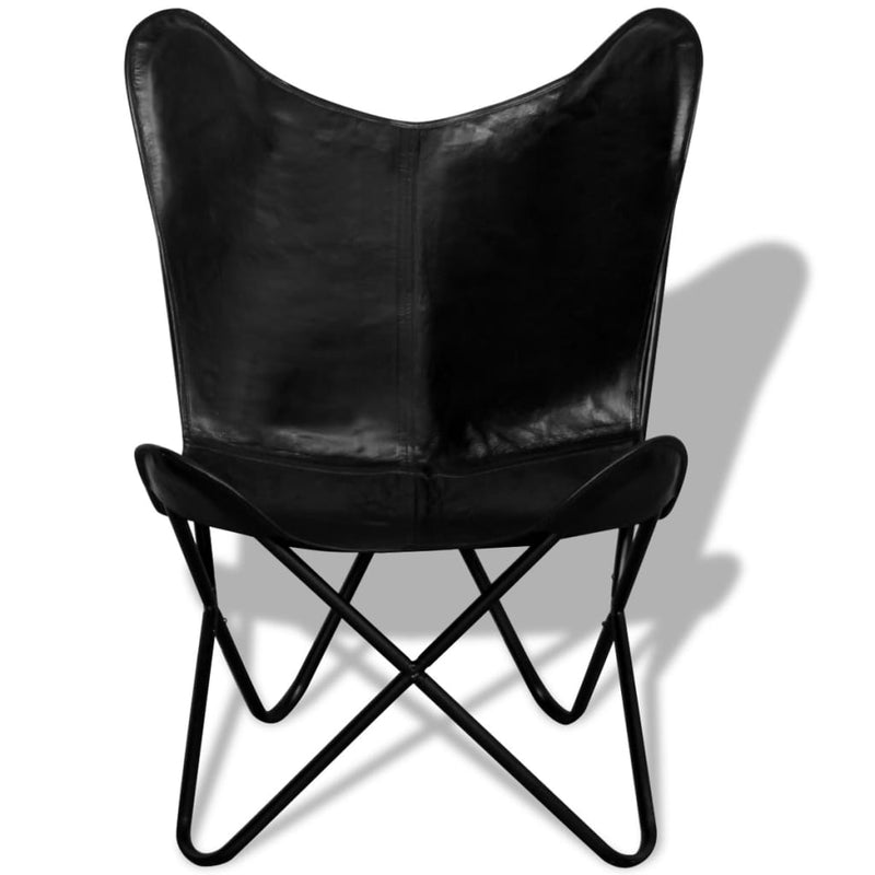 Dealsmate  Butterfly Chair Black Real Leather