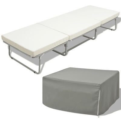 Dealsmate  Folding Bed with Mattress White Steel 70x200 cm