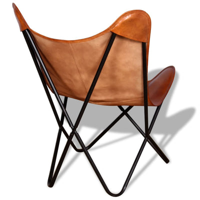 Dealsmate  Butterfly Chair Brown Real Leather