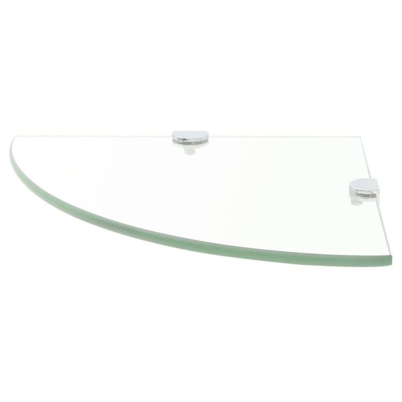 Dealsmate  Corner Shelf with Chrome Supports Glass Clear 25x25 cm