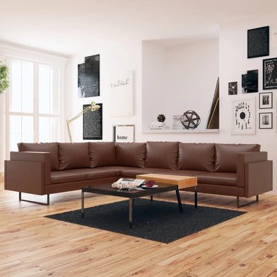 Dealsmate  Corner Sofa Artificial Leather Brown