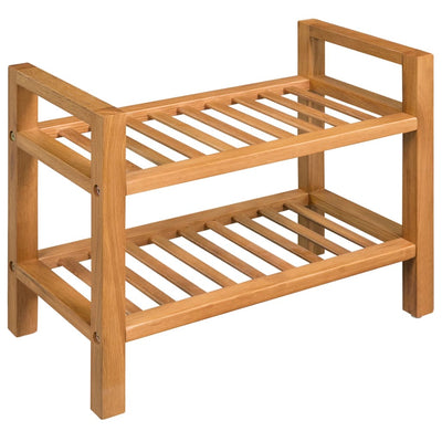 Dealsmate  Shoe Rack with 2 Shelves 50x27x40 cm Solid Oak Wood