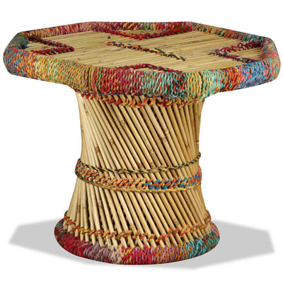 Dealsmate  Coffee Table Bamboo with Chindi Details Multicolour