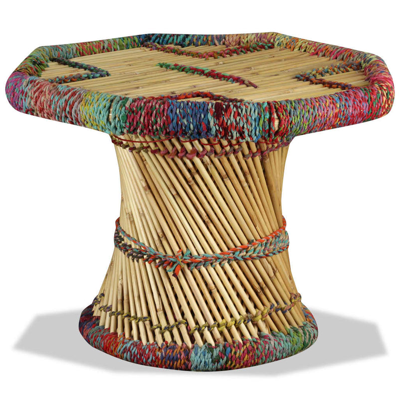Dealsmate  Coffee Table Bamboo with Chindi Details Multicolour