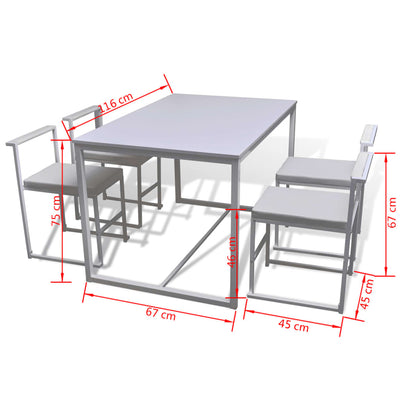 Dealsmate  5 Piece Dining Table and Chair Set White