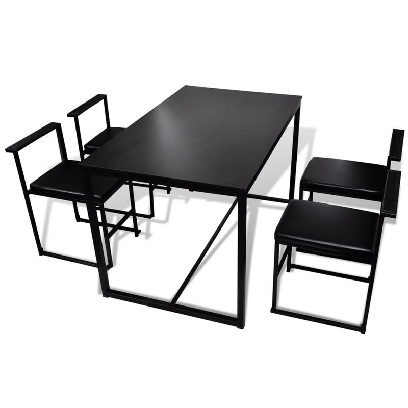 Dealsmate  5 Piece Dining Table and Chair Set Black