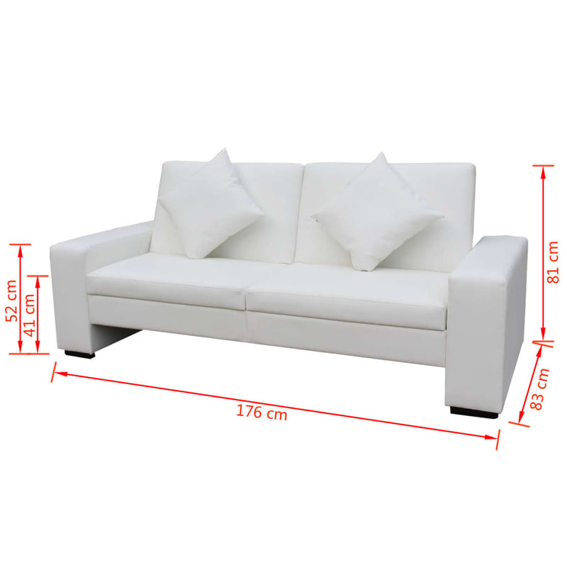 Dealsmate  Sofa Bed White Artificial Leather
