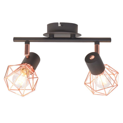 Dealsmate  Ceiling Lamp with 2 Spotlights E14 Black and Copper