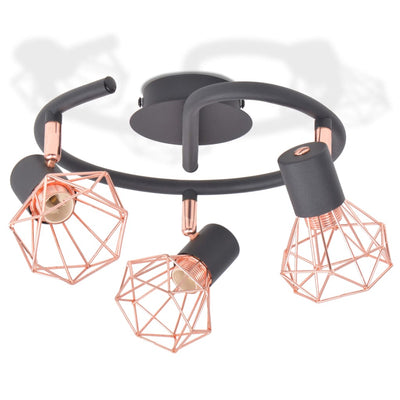 Dealsmate  Ceiling Lamp with 3 Spotlights E14 Black and Copper