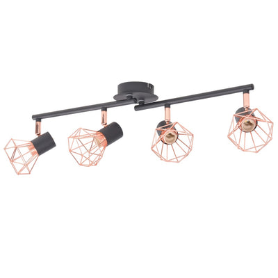 Dealsmate  Ceiling Lamp with 4 Spotlights E14 Black and Copper