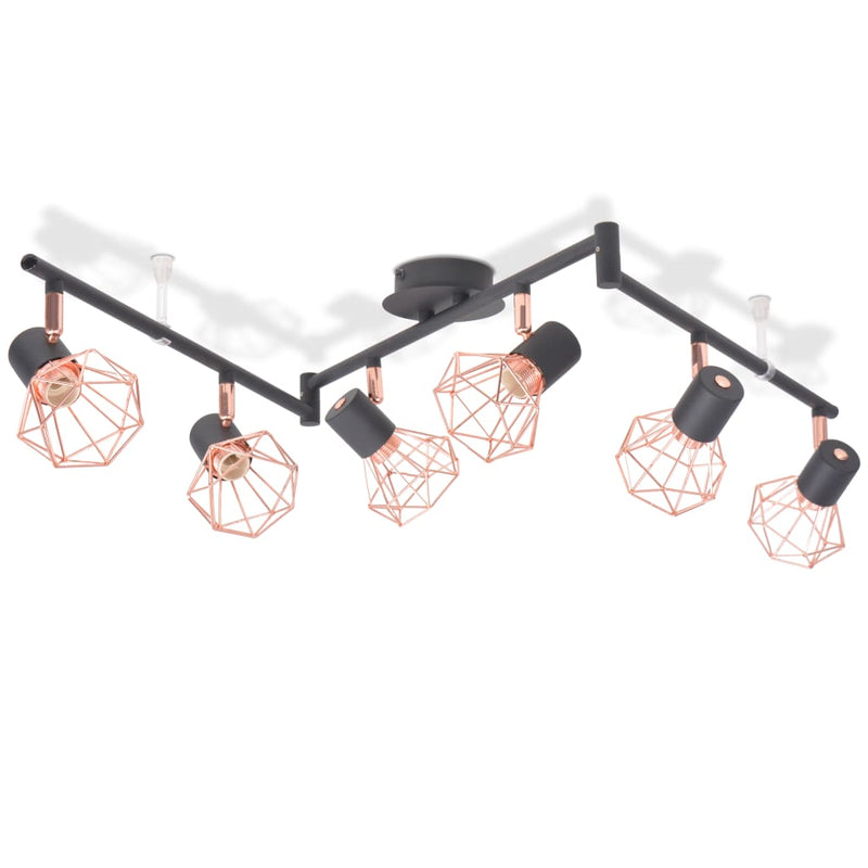 Dealsmate  Ceiling Lamp with 6 Spotlights E14 Black and Copper