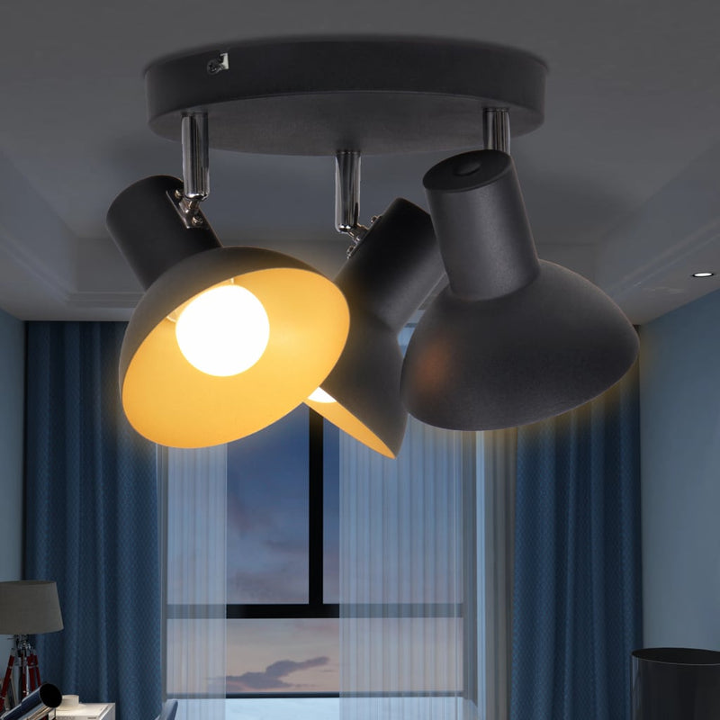 Dealsmate  Ceiling Lamp for 3 Bulbs E27 Black and Gold