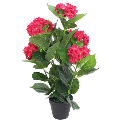 Dealsmate  Artificial Hydrangea Plant with Pot 60 cm Red