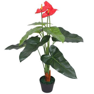 Dealsmate  Artificial Anthurium Plant with Pot 90 cm Red and Yellow