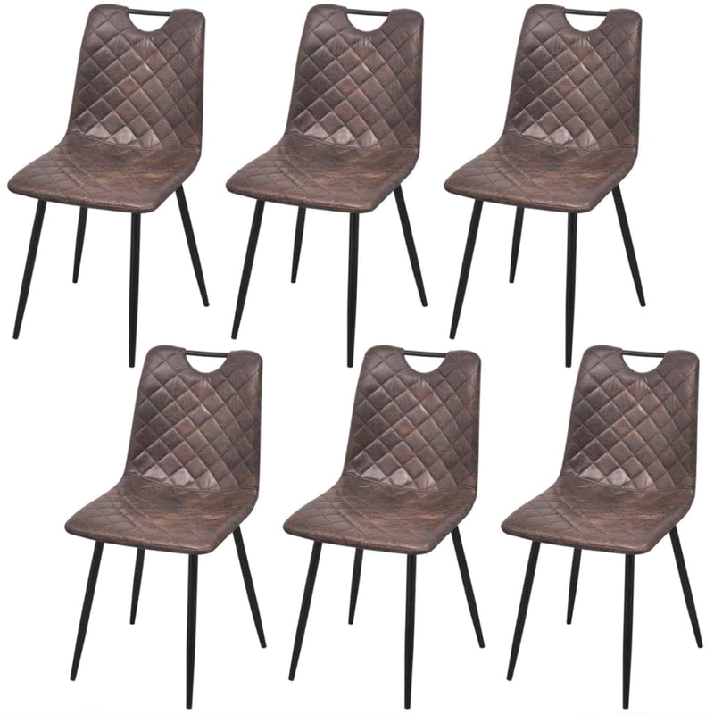 Dealsmate  Dining Chairs 6 pcs Dark Brown Faux Leather