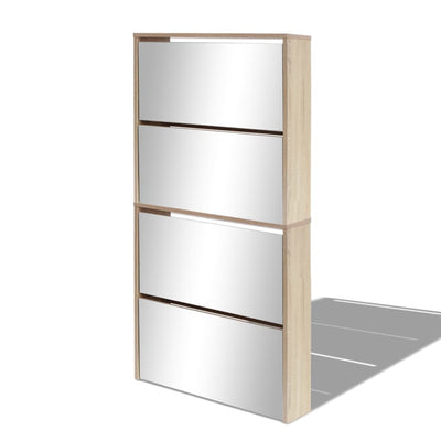 Dealsmate  Shoe Cabinet 4-Layer Mirror Oak 63x17x134 cm