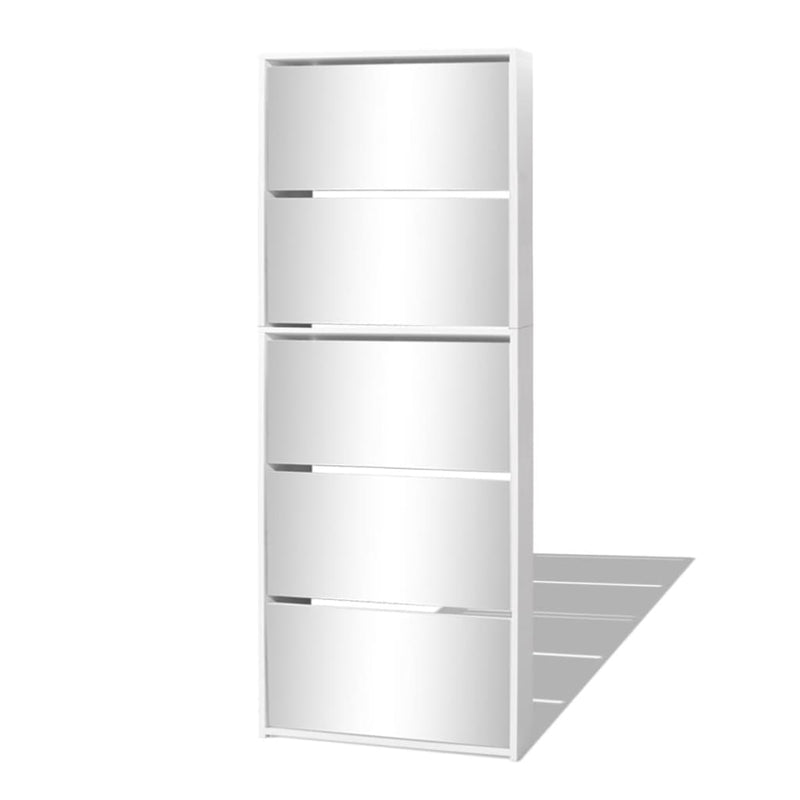 Dealsmate  Shoe Cabinet 5-Layer Mirror White 63x17x169.5 cm