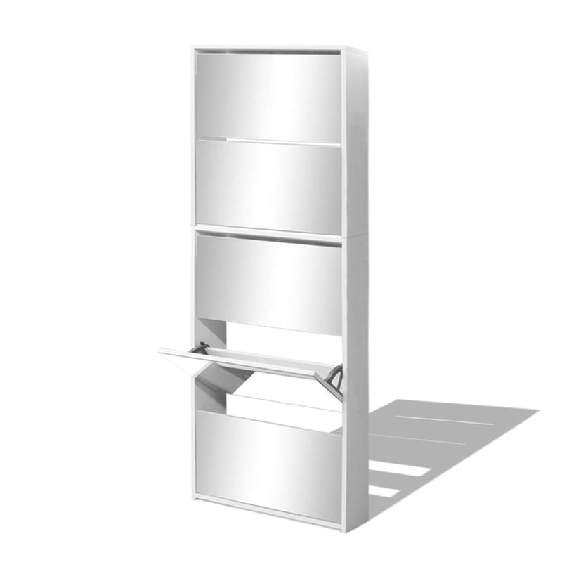 Dealsmate  Shoe Cabinet 5-Layer Mirror White 63x17x169.5 cm