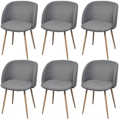 Dealsmate  Dining Chairs 6 pcs Light Grey Fabric