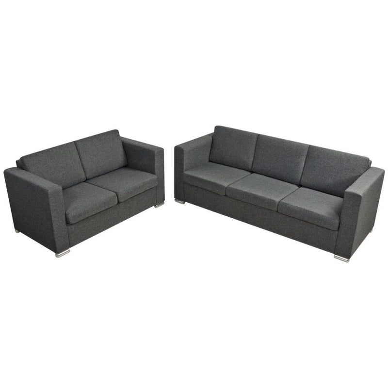 Dealsmate  Two Piece Sofa Set Fabric Dark Grey