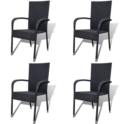 Dealsmate  Garden Chairs 4 pcs Poly Rattan Black