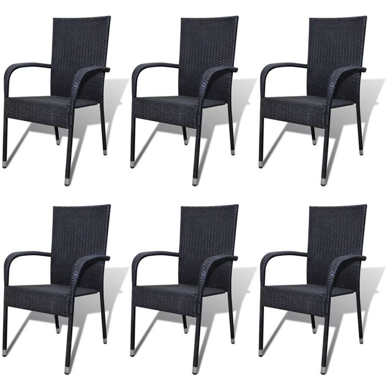 Dealsmate  Garden Chairs 6 pcs Poly Rattan Black
