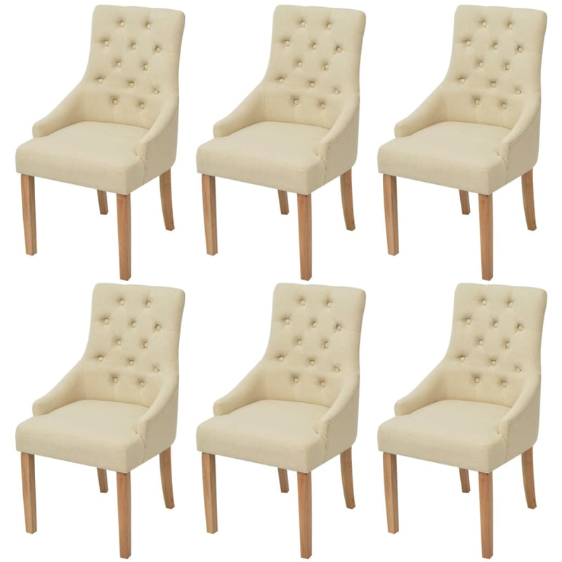 Dealsmate  Dining Chairs 6 pcs Cream Fabric