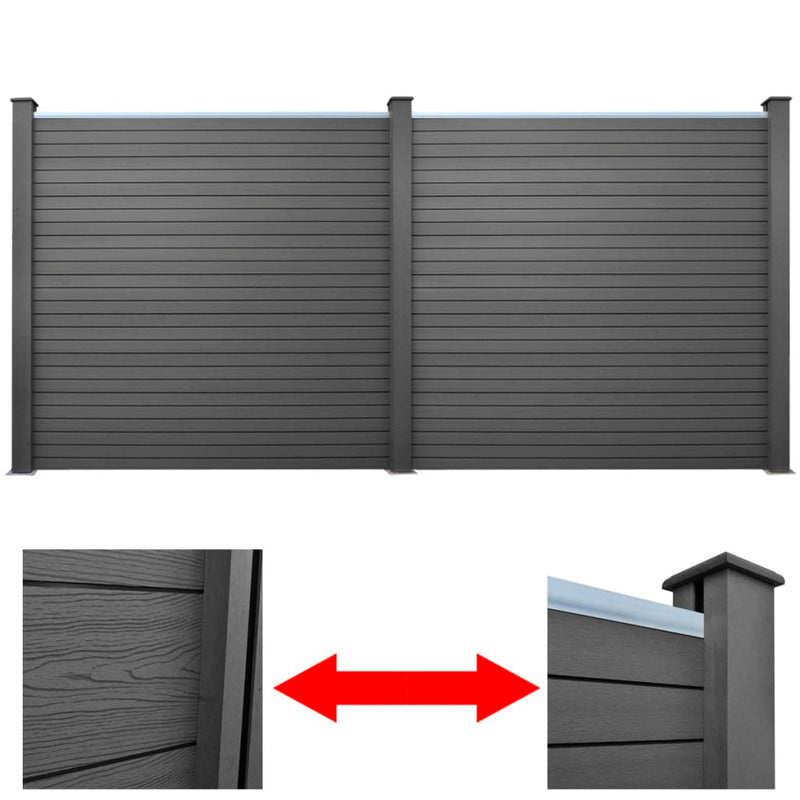 Dealsmate  Garden Fence Panels 2 pcs WPC 361 cm Grey