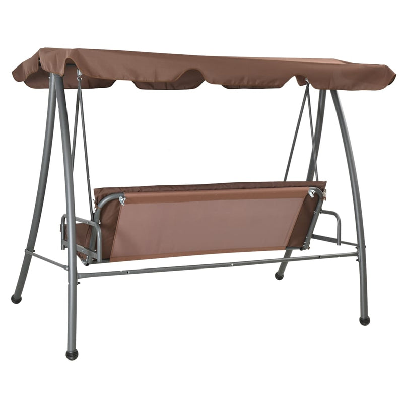 Dealsmate  Outdoor Swing Bench with Canopy Coffee
