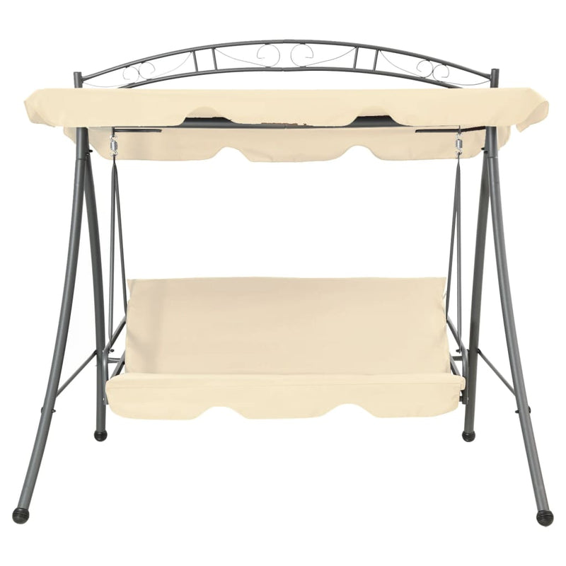 Dealsmate  Outdoor Convertible Swing Bench with Canopy Sand White