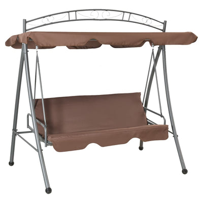 Dealsmate  Outdoor Convertible Swing Bench with Canopy Coffee