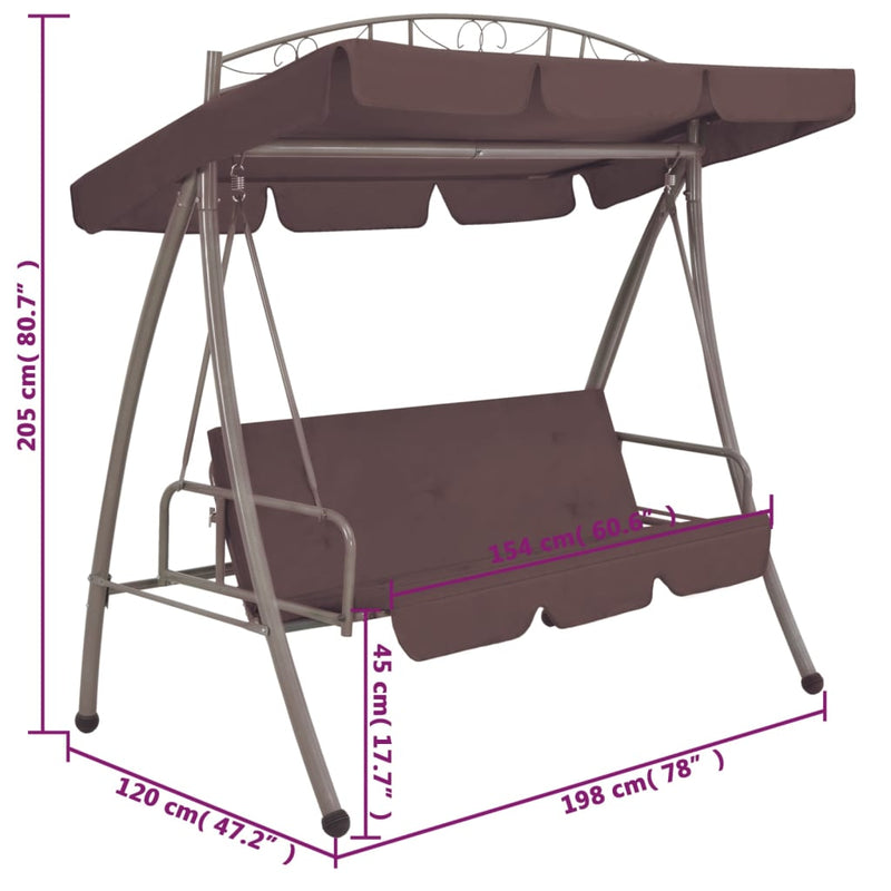 Dealsmate  Outdoor Convertible Swing Bench with Canopy Coffee