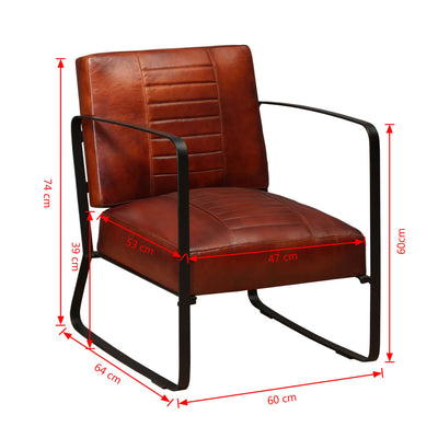 Dealsmate  Lounge Chair Brown Genuine Leather