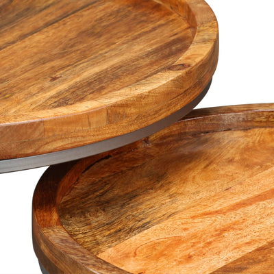 Dealsmate  Side Table Set 2 Pieces Solid Mango Wood